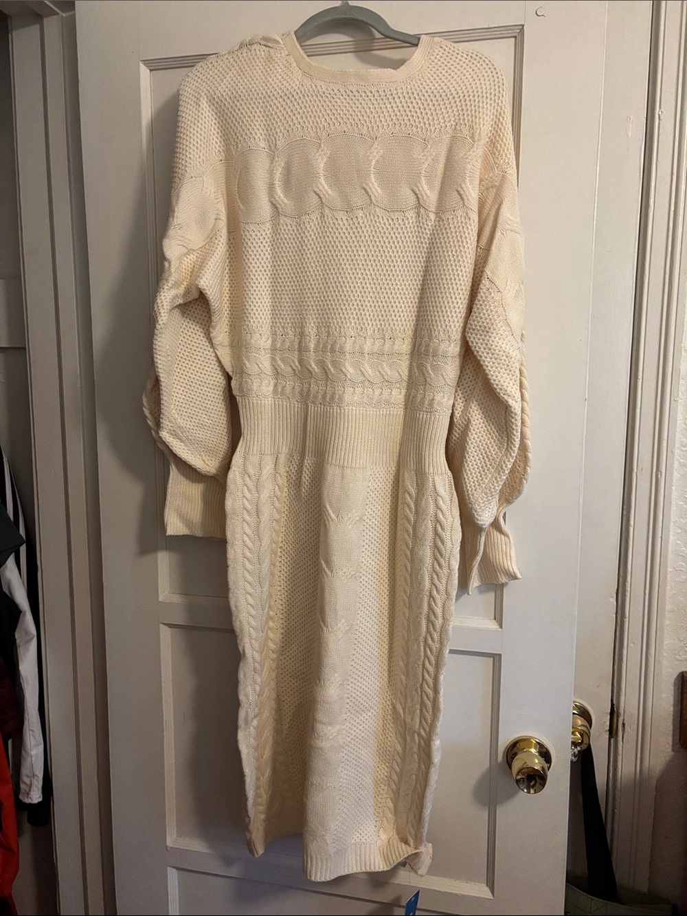 Cupshe Ivory Cable Knit Sweater Dress